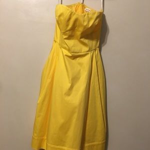 Yellow Calvin Klein Strapless Dress